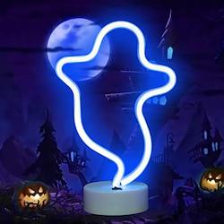 1 pc halloween neon verlicht spook nachtlampje restaurant slaapkamer bar halloween griezelige decoratie lichtblauw licht wit licht roze licht usb batterijdoos twee voedingsmodi Lightinthebox