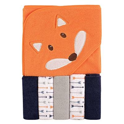 Luvable Friends Handdoek met capuchon en 5 wasdoeken, Boy Fox