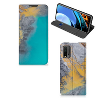 Xiaomi Poco M3 | Redmi 9T Standcase Marble Blue Gold - thumbnail