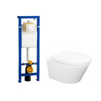 Wiesbaden Vesta toiletset spoelrandloos 52cm inclusief Wisa toiletreservoir en softclose toiletzitting met Argos bedieningsplaat wit 0704406/sw65812 - thumbnail