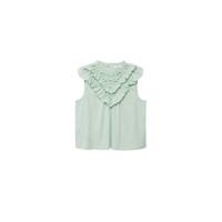 Mango top met open detail en ruches mintgroen