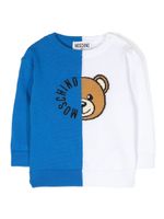 Moschino Kids pull en coton à logo intarsia - Bleu - thumbnail