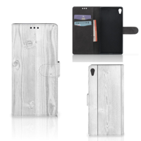 Sony Xperia XA Ultra Book Style Case White Wood