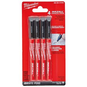 Milwaukee Accessoires INKZALL Fine Tip Black Pens - 4pc - 48223164