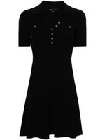 Maje spread-collar ribbed minidress - Noir