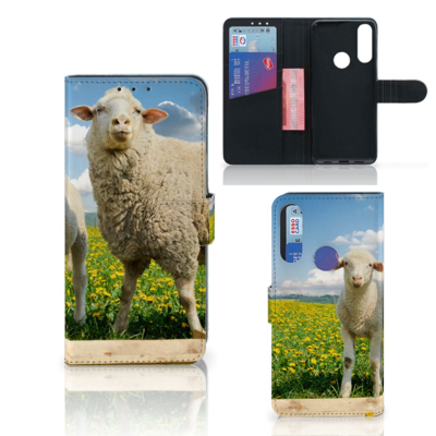 Alcatel 1S 2020 Telefoonhoesje met Pasjes Schaap en Lammetje
