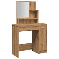 vidaXL Kaptafel met spiegel 86,5x35x136 cm artisanaal eikenkleur, kap tafel, slaapkamer tafel, tafeltje, make-up tafel, wandtafel, makeup tafel