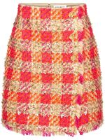 Nina Ricci minijupe taille-haute en tweed à carreaux - Orange