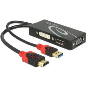 Delock 62959 Adapter HDMI male > DVI/VGA/DisplayPort female 4K zwart