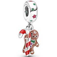 Pandora 799637C01 Hangbedel Gingerbread Man zilver-zirconia-kristal-emaille - thumbnail