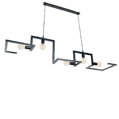 Scandinavische Hanglamp Enzo 120 cm 5 Lichts Zwart