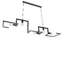 Scandinavische Hanglamp Enzo 120 cm 5 Lichts Zwart