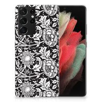 Samsung Galaxy S21 Ultra TPU Case Black Flowers - thumbnail