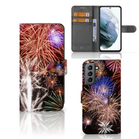 Samsung Galaxy S21 FE Wallet Case met Pasjes Vuurwerk - thumbnail