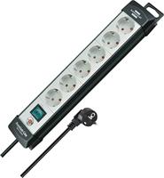 Brennenstuhl Premium-Line stekkerdoos 6-voudig (verdeeldoos met schakelaar en 3m kabel - 45° opstelling van stopcontacten, stekkerdoos voor wandmontage, Made in Germany) zwart/grijs
