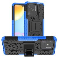 Antislip Xiaomi Redmi 10C Hybrid Case met Standaard - Blauw / Zwart - thumbnail