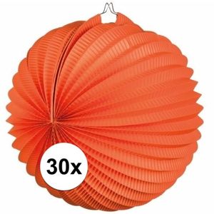 30x Oranje lampionnen bolvormig   -