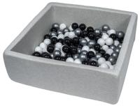 Viking Choice  Vierkante ballenbak 90x90 cm met 150 ballen zwart, wit & zilver