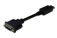 DIGITUS DisplayPort grafische adapter, DP naar DVI-I (24+5), Full HD 1920 x 1080 pixels, zwart
