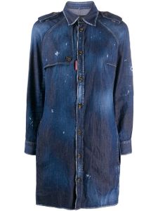 DSQUARED2 robe-chemise courte à effet usé - Bleu