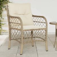 Tuinstoelen 2 st met kussens poly rattan beige - thumbnail