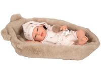 ARIAS -Reborn ARI98189 Lidia Realistische Baby met beige kleding en beren, inclusief wieg, fopspeen, fopspeen, luier, familieboek en certificaat van echtheid. Speelgoed voor kinderen vanaf 3 jaar