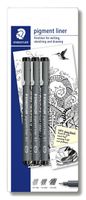 Fineliner Staedtler Pigment 308 blister 3 ÃƒÆ' lijnbreedten zwart