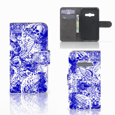 Telefoonhoesje met Naam Samsung Galaxy Xcover 3 | Xcover 3 VE Angel Skull Blauw Telefoonhoesje met Naam Samsung Galaxy Xcover 3 | Xcover 3 VE Angel Skull Blauw