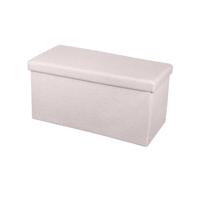 Opvouwbare Opbergbank - Opvouwbare Hocker - Stof - 37.5x76x37.5cm - Creme/Beige - Opbergbank - Opvouwbare Hocker