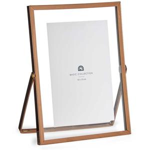 Giftdecor Fotolijstje voor 10 x 15 cm foto - koper - metaal - Modern - frame 16 x 21 cm   -