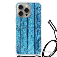 iPhone 15 Pro Max Stevig Telefoonhoesje Wood Blue - thumbnail