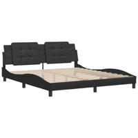 vidaXL Bedframe met hoofdbord kunstleer zwart 180x200 cm, bed, bed ombouw, eenpersoonsbed, bedbodem, slaapkamermeubel, logeerbed, houten bed