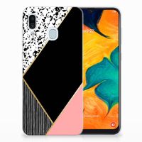 Samsung Galaxy A30 TPU Hoesje Zwart Roze Vormen