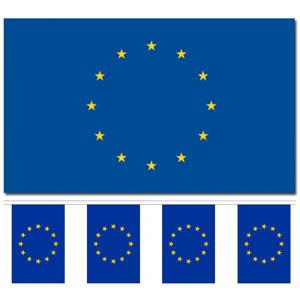 Europa versiering/feestartikelen set - vlag 90 x 150 cm - vlaggenlijn van 300 cm - landen