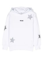 MSGM Kids hoodie en coton à logo brodé - Blanc - thumbnail