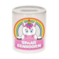 Vrolijke eenhoorn spaarpotten 9 cm