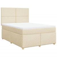 vidaXL Boxspring met matras stof crèmekleurig 140x200 cm