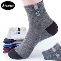 Voor heren 5 paar Multi-pakketten Sokken Hardloopsokken Casual sokken Regenboog Kleur Kleurenblok Brief Sport Outdoor Dagelijks Vakantie Standaard Medium Lente Herfst Modieus Casual Lightinthebox