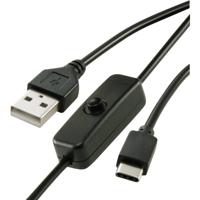 Renkforce Stroomkabel Raspberry Pi [1x USB-A 2.0 stekker - 1x USB-C stekker] 1.00 m Zwart Incl. in/uit-schakelaar - thumbnail