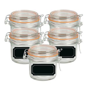 Weckpot/inmaakpot - 10x - 200 ml - glas - met beugelsluiting - incl. etiketten