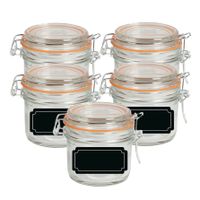 Weckpot/inmaakpot - 10x - 200 ml - glas - met beugelsluiting - incl. etiketten - thumbnail