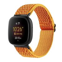 By Qubix - Compatible met Fitbit Versa 3/4 & Sense 1/2 Nylon loop bandje - Oranje - Compatible fitbit bandje