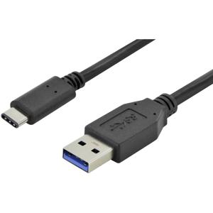 Digitus USB-kabel USB 3.2 Gen1 (USB 3.0 / USB 3.1 Gen1) USB-A stekker, USB-C stekker 1.00 m Zwart Rond, Stekker past op beide manieren, Afgeschermd (dubbel)