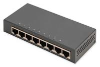 DIGITUS Netwerk Switch - 8-poorten - Gigabit Ethernet 10/100/1000 Mbit/s - Unmanaged - Auto-MDI/MDI-X - Plug & Play - Ventilatorloos - 8x RJ45-poorten - zwart