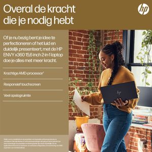 HP ENVY x360 15-fh0000nd AMD Ryzen™ 7 7730U Hybride (2-in-1) 39,6 cm (15.6") Touchscreen Full HD 16 GB LPDDR4x-SDRAM 512 GB SSD Wi-Fi 6E (802.11ax) Windows 11 Home Zwart