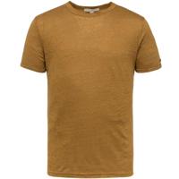 Short sleeve r-neck slim fit linen dull gold