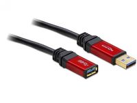 Delock USB-kabel USB 3.2 Gen1 (USB 3.0 / USB 3.1 Gen1) USB-A stekker, USB-A bus 5.00 m Rood, Zwart Vergulde steekcontacten, UL gecertificeerd 82755 - thumbnail