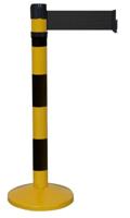 Paal zwart/geel standaard basis - riem 4 m/100 mm zwart