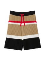 Burberry Kids short rayé en laine à lien de resserrage - Noir