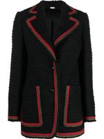 Gucci blazer boutonné à bords contrastants - Noir